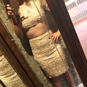 Holt Miami nude & white top & skirt beautiful set